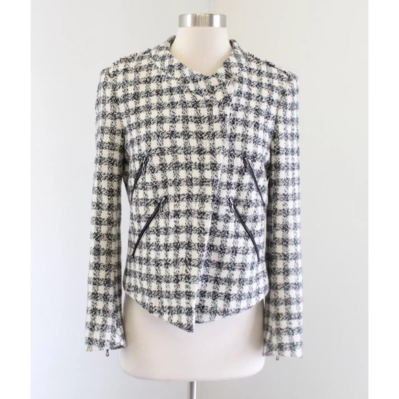 Zara Plaid Asymmetric Zip Jacket - Picture 4 of 7